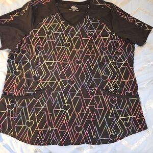 Cherokee Infinity Black Scrub Heart Nursing Top 2xl